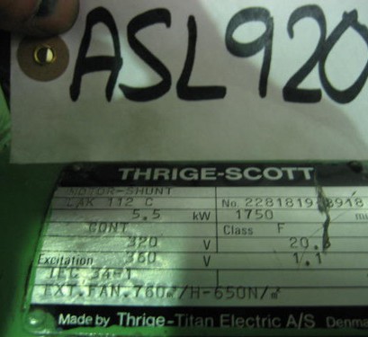 Thrige Scott Shunt Motor, 5.5KW, LAK 112C, No: 22818198918