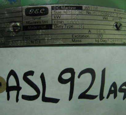 GEC DC Motor, 4.9Kw Shunt, Size: MD132MB, No: H11508801/01