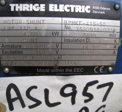4.0 Kw Thrige Electrical DC Motor Frame LAK112A,