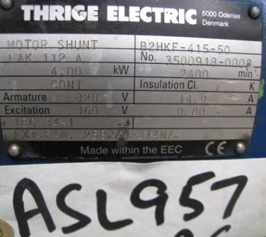 4.0 Kw Thrige Electrical DC Motor Frame LAK112A,