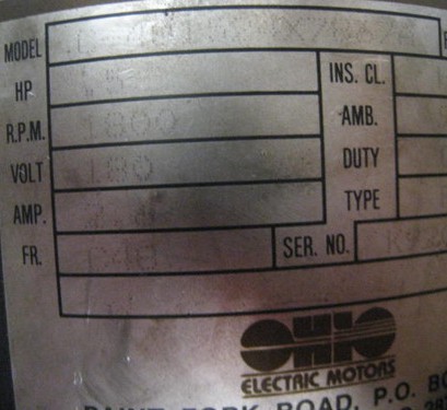 0.5HP Ohio DC Motor - FR: C - 481524 X 7867A 