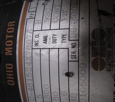 0.5HP Ohio Motor DC Motor, Model: C-481524X7867A