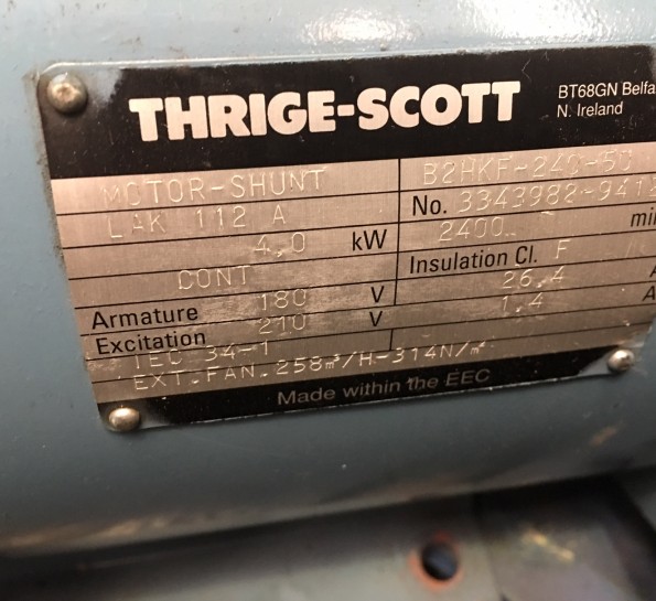 4 Kw Thrige Scott DC Motor. Frame: LAK112A